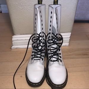 White Tall dr martens boot